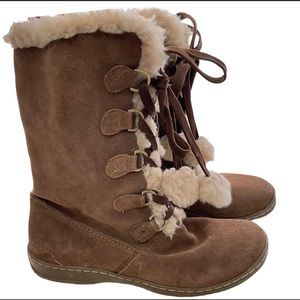 BJORNDAL ANISTON TAN SUEDE FAUX FUR LINED LACE UP BOOTS WINTER/SNOW  SZ 8
